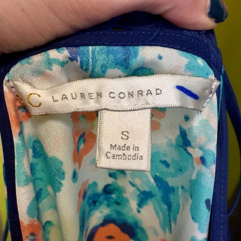 LC Lauren Conrad Floral Crossed Back Tank Cami